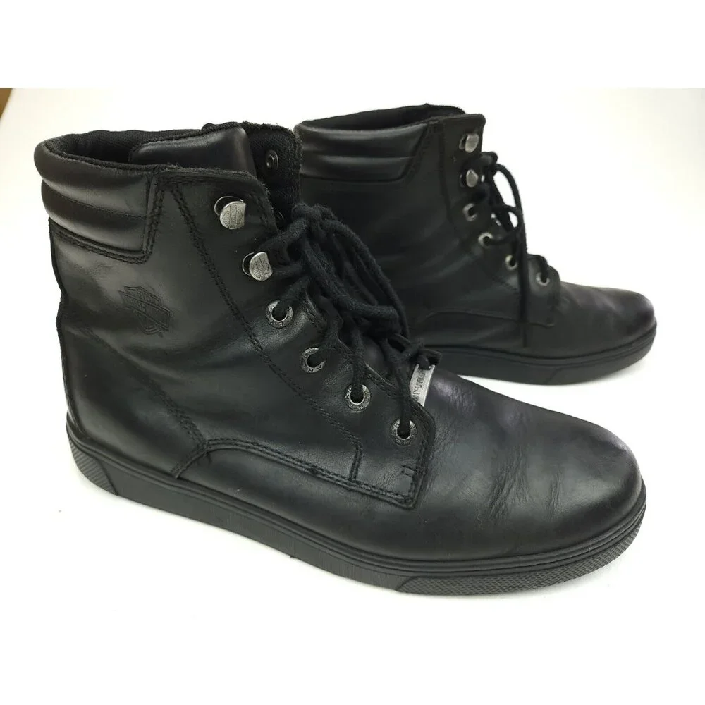 Harley-Davidson Men's Size 12 M Watkins Black Leather Motorcycle Boots D93758